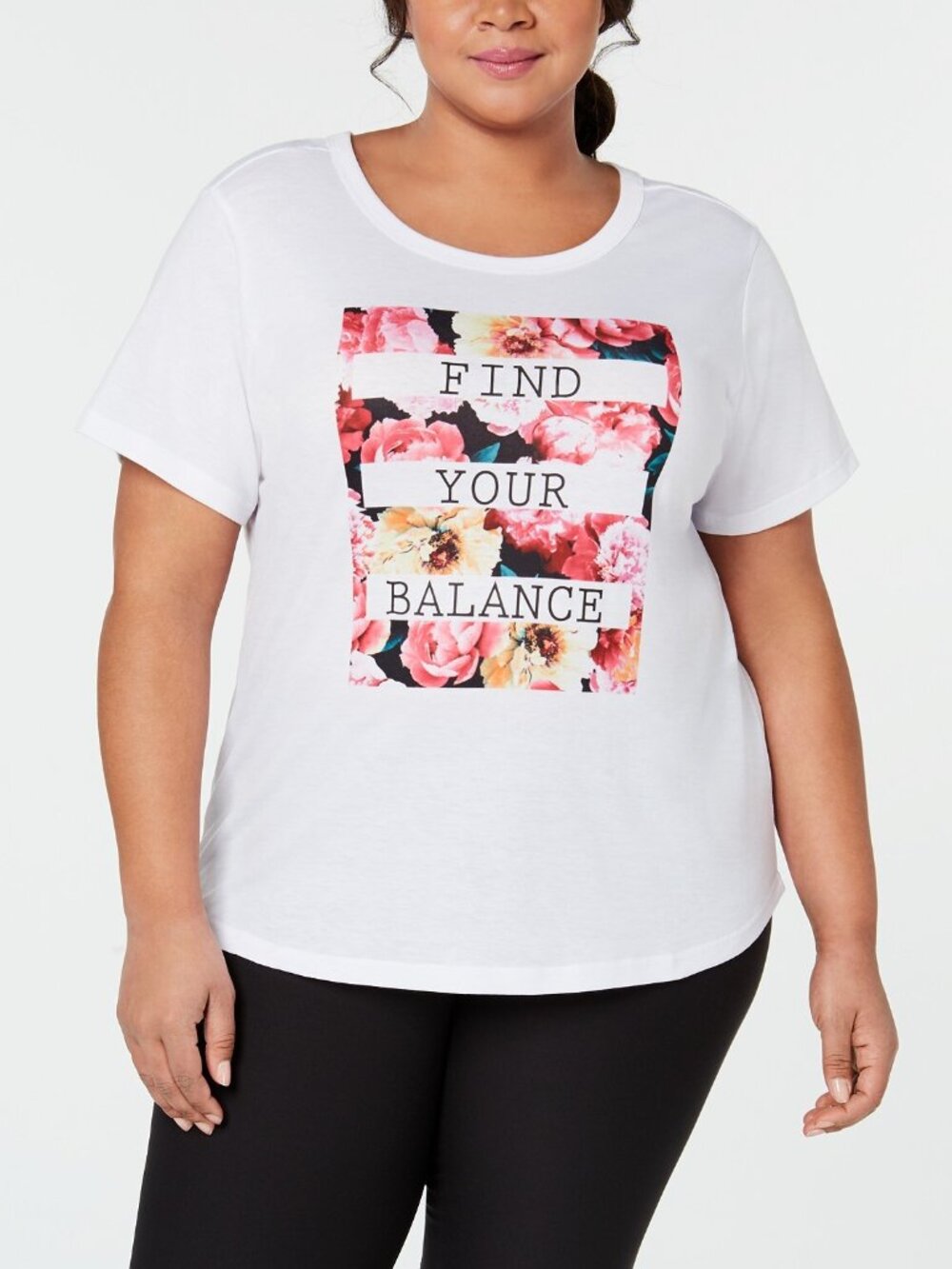 Ideology Womens Activewear Graphic Find Balance T-Shirt